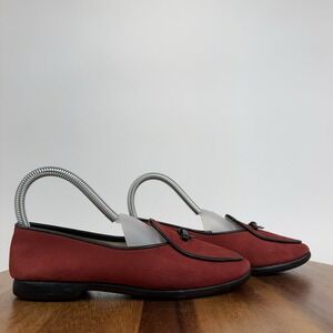 Womens‎ Belgian Shoes Midinette Red Calf Leather Bow Loafers Shoes Size 4 M